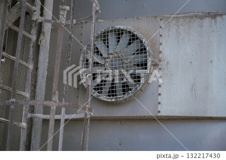 Industrial fan on a large metal ventilation system 132217430
