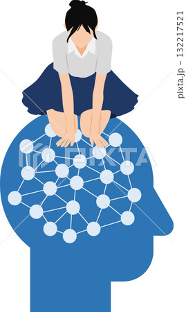 AIを活用するビジネスウーマンのイラスト	 132217521