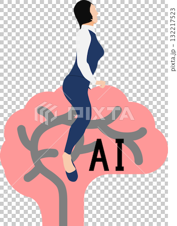 Illustration of a businesswoman using AI Illustration of a businesswoman using AI 132217523
