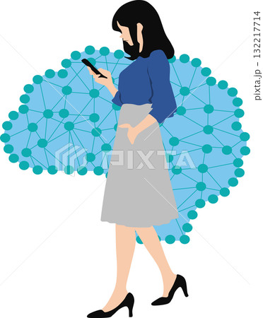 AIを活用する女性のイラスト AIを活用する女性のイラスト 132217714