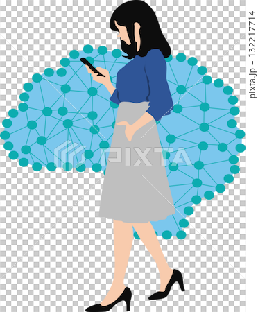 Illustration of a woman using AI Illustration of a woman using AI 132217714