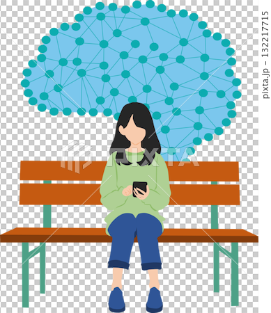 一位女性使用人工智慧的插圖 132217715