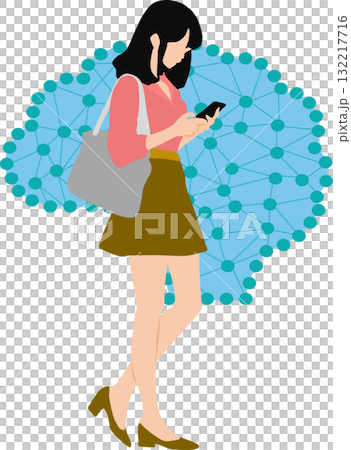 Illustration of a woman using AI 132217716