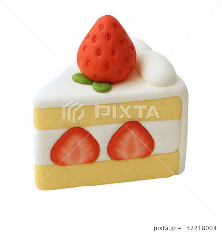 苺のショートケーキの立体イラスト 132218003