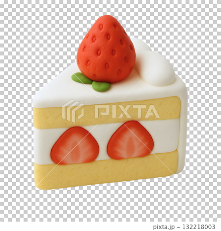 苺のショートケーキの立体イラスト 132218003