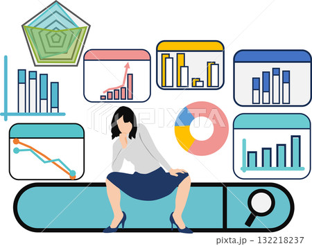 パソコンでキーワードを検索するイラスト パソコンでキーワードを検索するイラスト 132218237