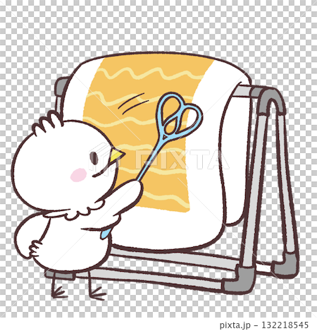 Illustration of a white bird hanging out a futon Illustration of a white bird hanging out a futon 132218545