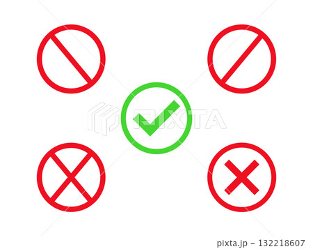 Check Mark and Cross Symbols for Positive and Negative Choices. 132218607