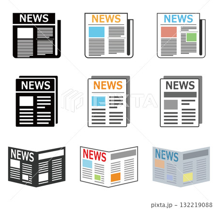 ニュース　新聞　アイコン　セット 132219088