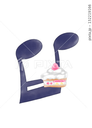 ケーキの店が付いた音符 132219166