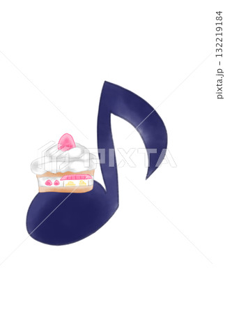 ケーキの店が付いた音符 132219184