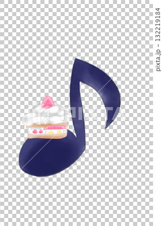 ケーキの店が付いた音符 132219184