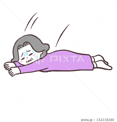 倒れるシニア女性のイラスト 倒れるシニア女性のイラスト 132219280