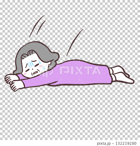 倒れるシニア女性のイラスト 倒れるシニア女性のイラスト 132219280
