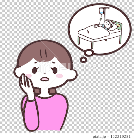 一位女士擔心住院的插圖 一位女士擔心住院的插圖 132219281