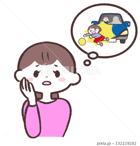 子供の事故を心配する女性のイラスト 子供の事故を心配する女性のイラスト 132219282