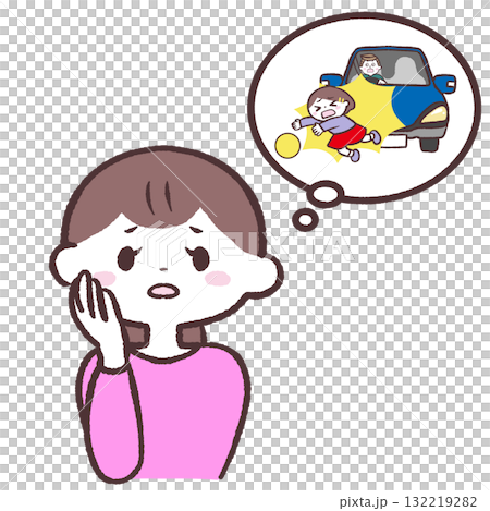 子供の事故を心配する女性のイラスト 子供の事故を心配する女性のイラスト 132219282