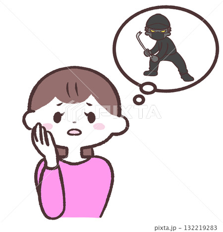 不審者が心配な女性のイラスト 不審者が心配な女性のイラスト 132219283