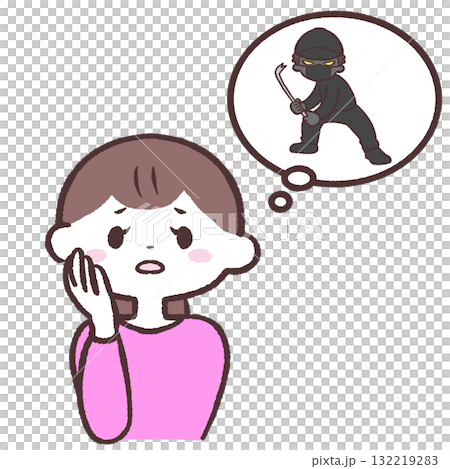 不審者が心配な女性のイラスト 不審者が心配な女性のイラスト 132219283