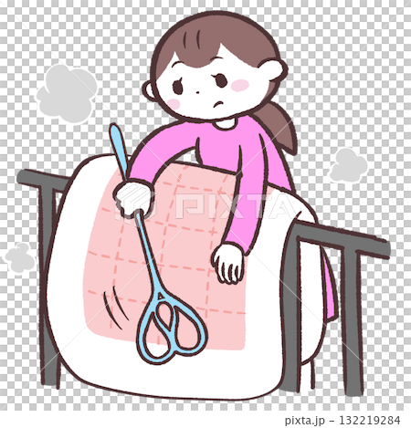 一個女人烘乾蒲團的插圖 132219284