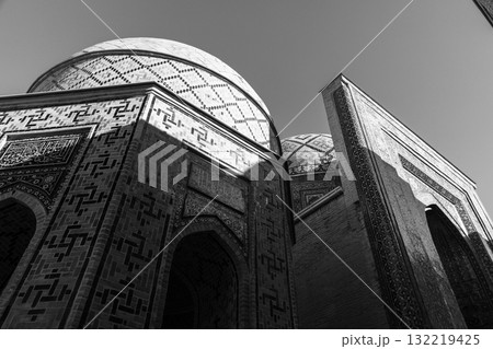Black and white photography featuring mausoleums of the Shah-i-Zinda Ensemble Black and white photography featuring mausoleums of the Shah-i-Zinda Ensemble 132219425