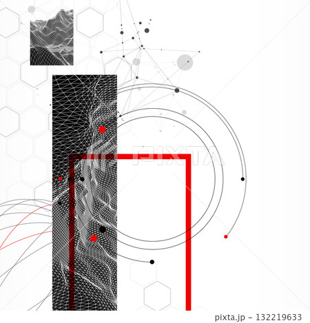 Abstract art background. Modern science or technology art elements. Wireframe surface illustration. Abstract art background. Modern science or technology art elements. Wireframe surface illustration. 132219633