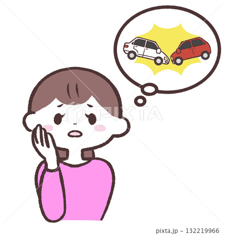 自動車事故を心配する女性のイラスト 自動車事故を心配する女性のイラスト 132219966
