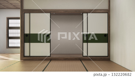 Interior, Empty room with door paper and tatami mat floor room modern style. 3D rendering 132220682