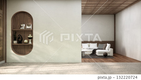 Muji style, Empty wooden room,Cleaning japandi room interior, 3D rendering Muji style, Empty wooden room,Cleaning japandi room interior, 3D rendering 132220724