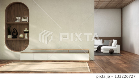 china cabinet wooden minimalist design muji style.3D rendering 132220727