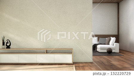 china cabinet wooden minimalist design muji style.3D rendering 132220729