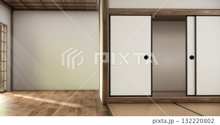 Interior, Empty room with door paper and tatami mat floor room modern style. 3D rendering 132220802
