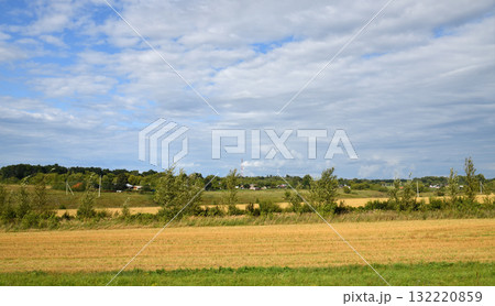 Rural outback in August - a village surrounded by fields, Russia, Central Black Earth Region Rural outback in August - a village surrounded by fields, Russia, Central Black Earth Region 132220859