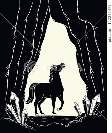 Monochrome Horse in Crystal Cave 132222473