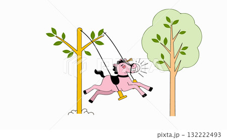 Cartoon Horse on a Swing Cartoon Horse on a Swing 132222493