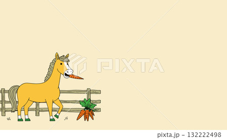 Cartoon Horse Eating Carrot Cartoon Horse Eating Carrot 132222498