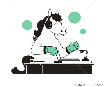 Horse DJ Mixing Music 132222548