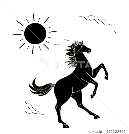 Silhouette of Rearing Horse Silhouette of Rearing Horse 132222563
