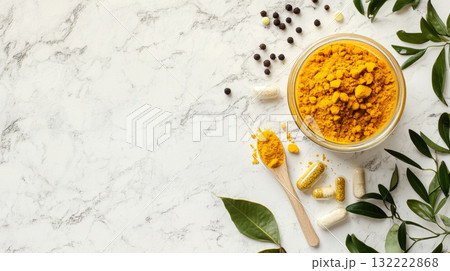 Turmeric Powder with Capsules and Spices 132222868