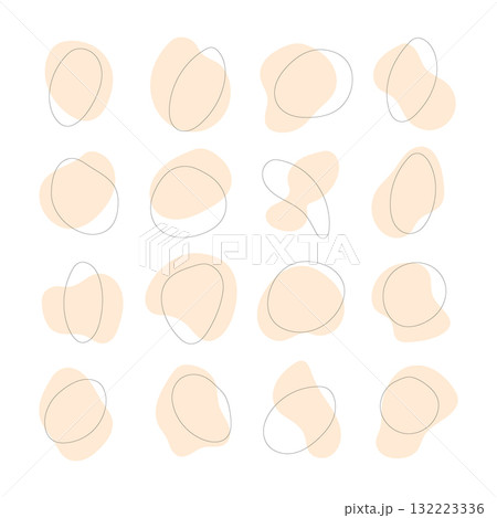 Simple abstract patterns with soft orange shapes and outlines made for calming home decor 132223336