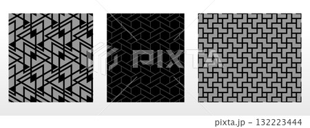 Geometric set of seamless black and gray patterns. Simple vector graphics Geometric set of seamless black and gray patterns. Simple vector graphics 132223444