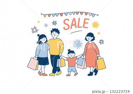 セールで買い物を楽しむ人々 132223724