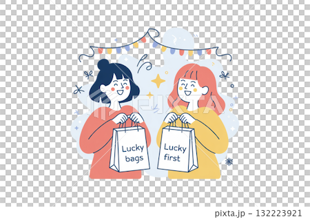 Women buying lucky bags during the New Year's sale 132223921