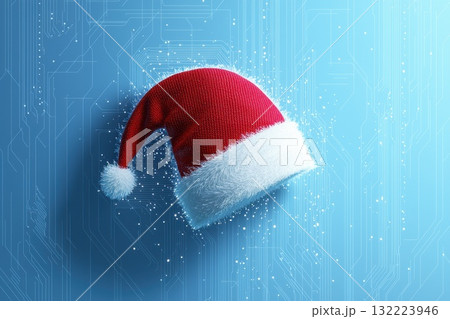A red hat with a white star on it sits on a blue background 132223946
