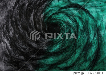 Abstract swirls of dark fibers and teal hues creating a vortex effect for artistic design Abstract swirls of dark fibers and teal hues creating a vortex effect for artistic design 132224031