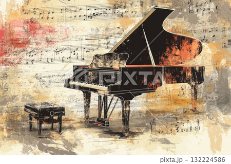 A black grand piano is the main focus of the image A black grand piano is the main focus of the image 132224586