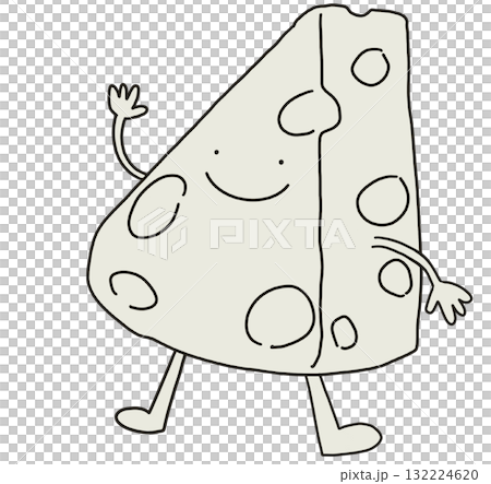 Slice triangle cheese cartoon character illustration art Slice triangle cheese cartoon character illustration art 132224620