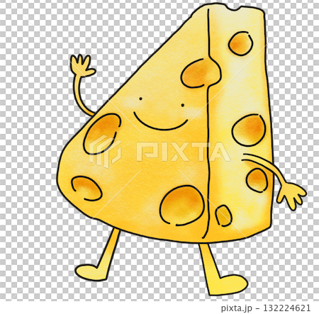 Slice triangle cheese cartoon character illustration art Slice triangle cheese cartoon character illustration art 132224621