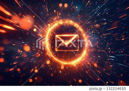 Envelop Icon in Fiery Burst of Colorful Particles and Light Effects with Motion Blur Envelop Icon in Fiery Burst of Colorful Particles and Light Effects with Motion Blur 132224630