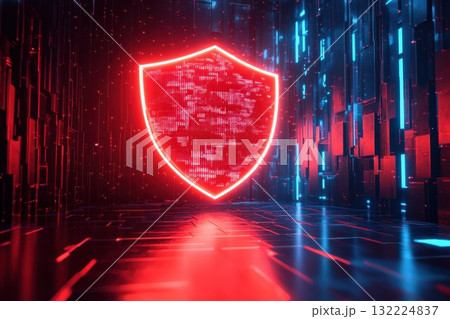 Futuristic Digital Background with Neon Shield for Cyber Security and Data Protection Futuristic Digital Background with Neon Shield for Cyber Security and Data Protection 132224837